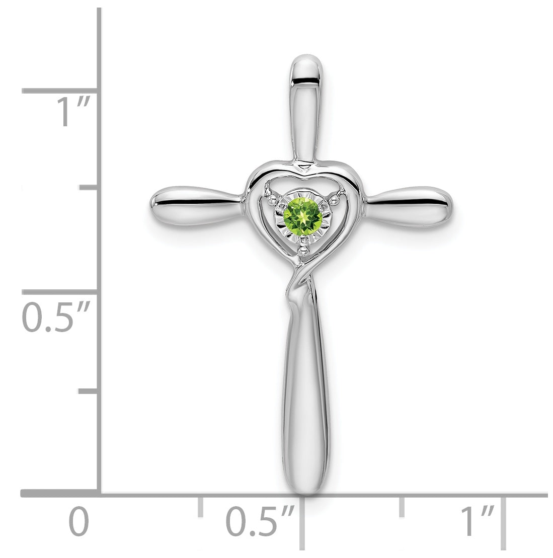 10k White Gold Peridot Cross w/Heart Chain Slide