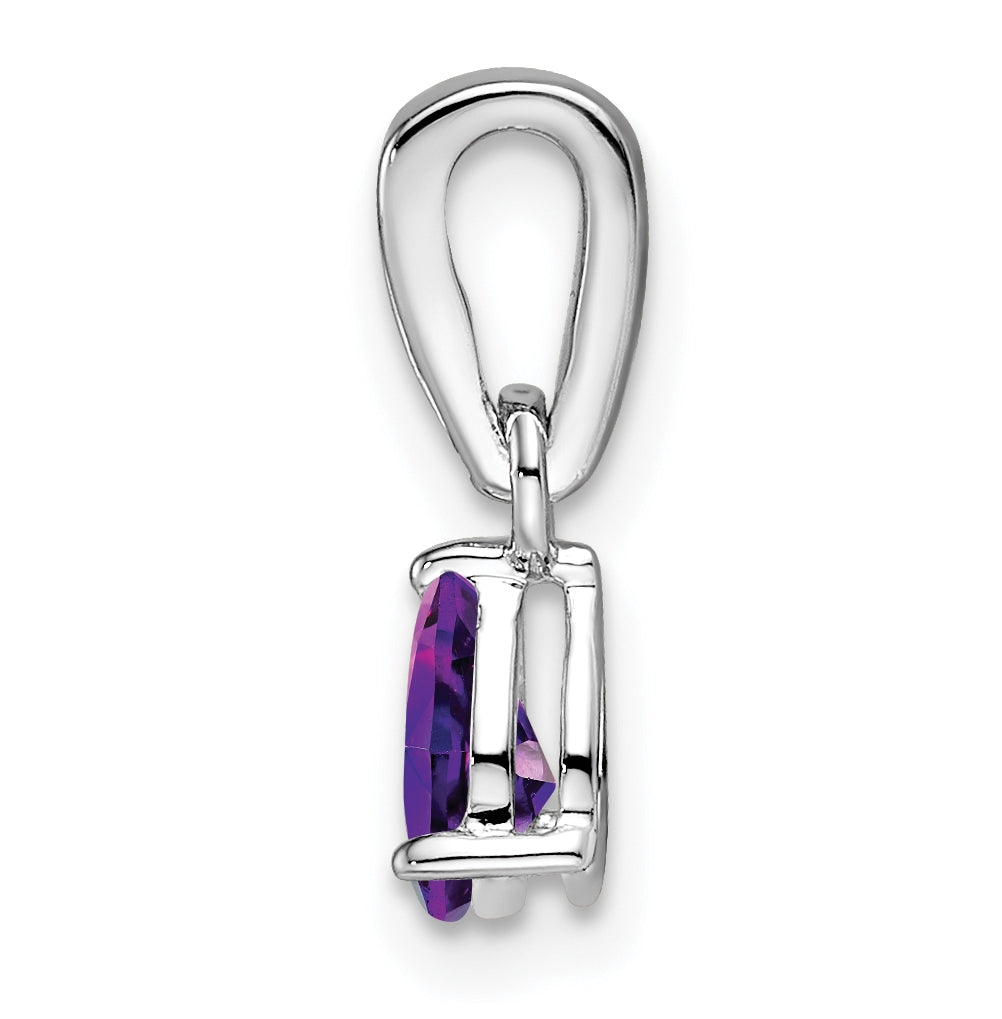 10k White Gold Pear Amethyst and Diamond Pendant