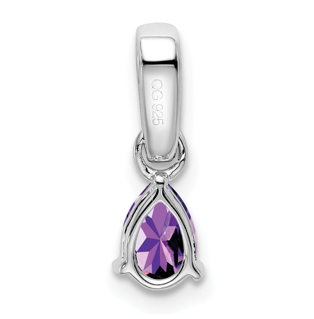 10k White Gold Pear Amethyst and Diamond Pendant