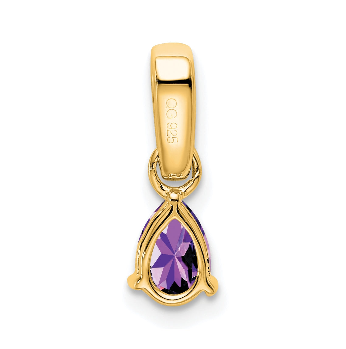 10k Yellow Gold Pear Amethyst and Diamond Pendant