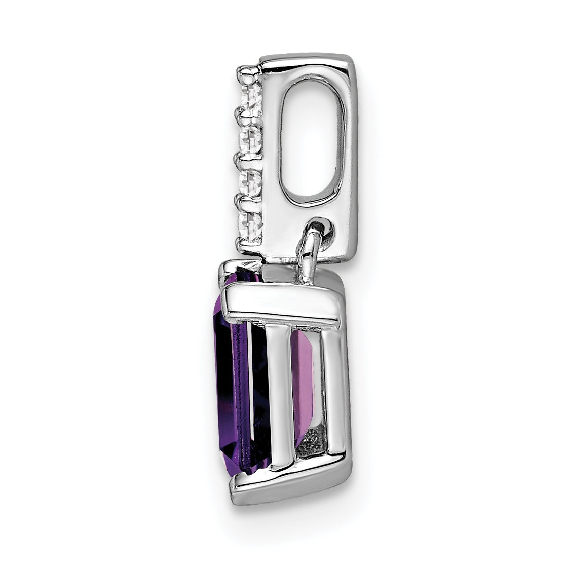 10k White Gold Amethyst & Diamond Pendant