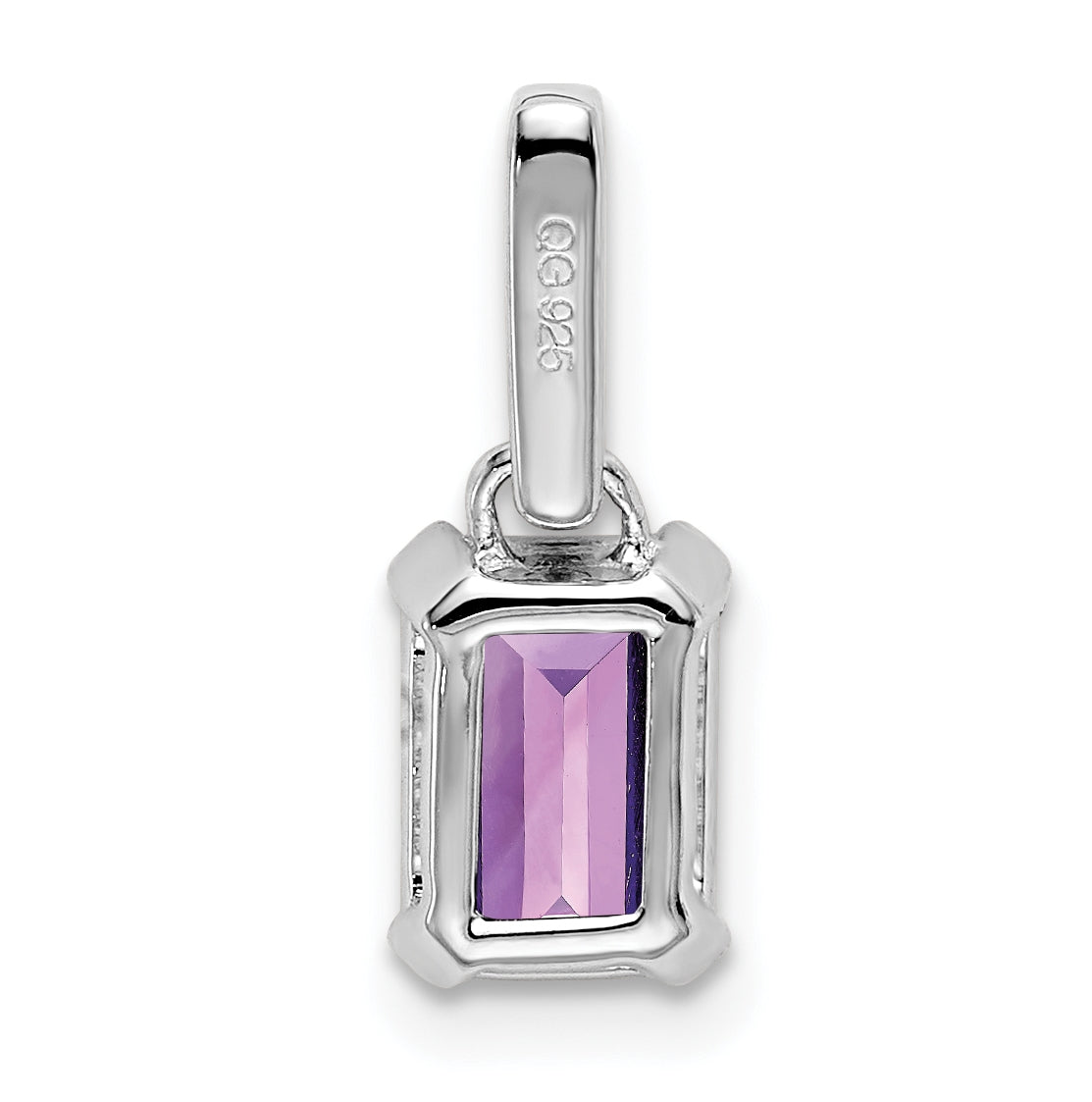 10k White Gold Amethyst & Diamond Pendant