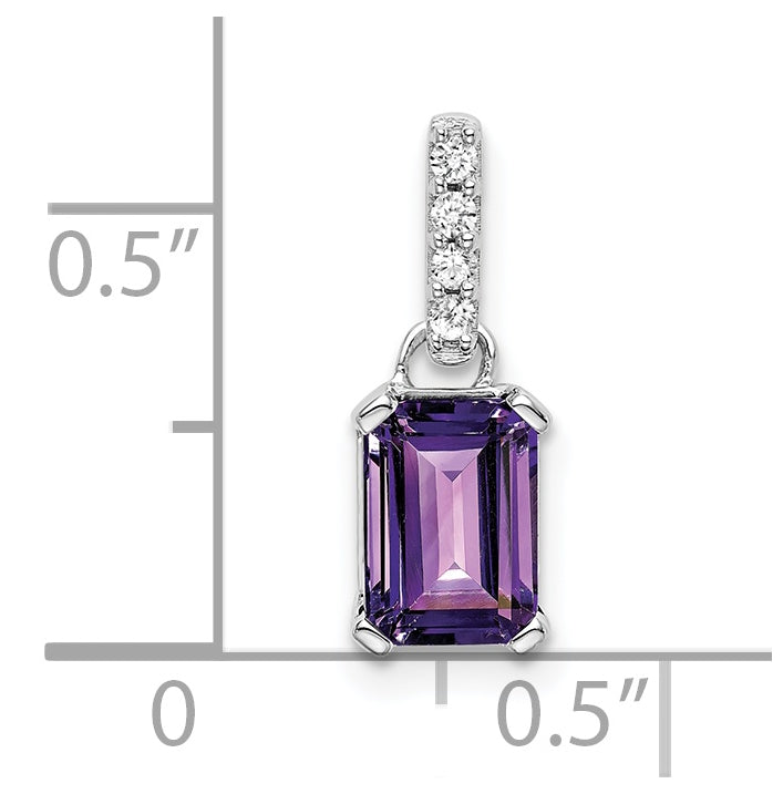 10k White Gold Amethyst & Diamond Pendant