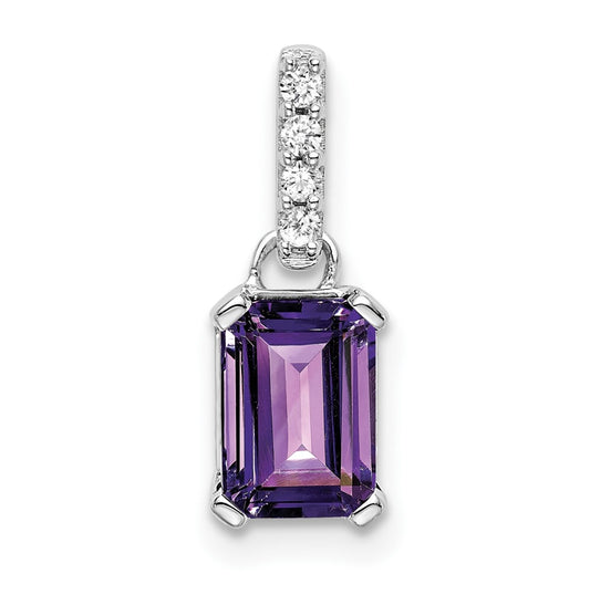 10k White Gold Amethyst & Diamond Pendant