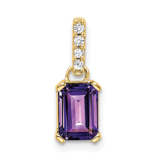 10k Yellow Gold Amethyst & Diamond Pendant