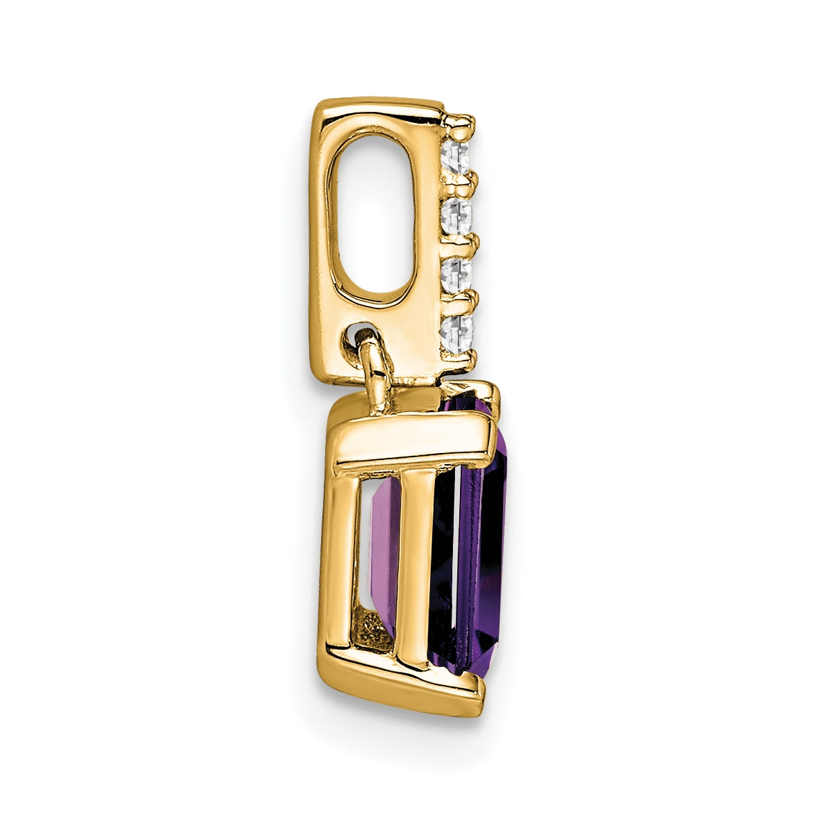 14K Yellow Gold Amethyst & Diamond Pendant