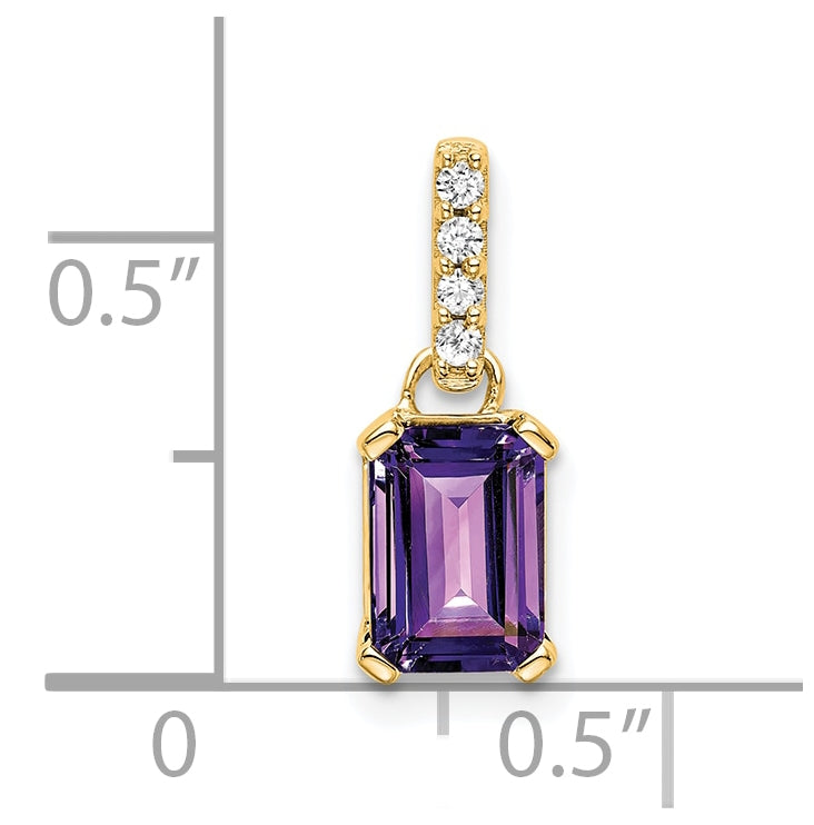 14K Yellow Gold Amethyst & Diamond Pendant