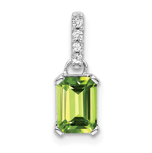 10k White Gold Peridot & Diamond Pendant