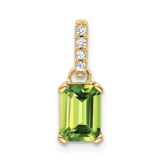 10k Yellow Gold Peridot & Diamond Pendant