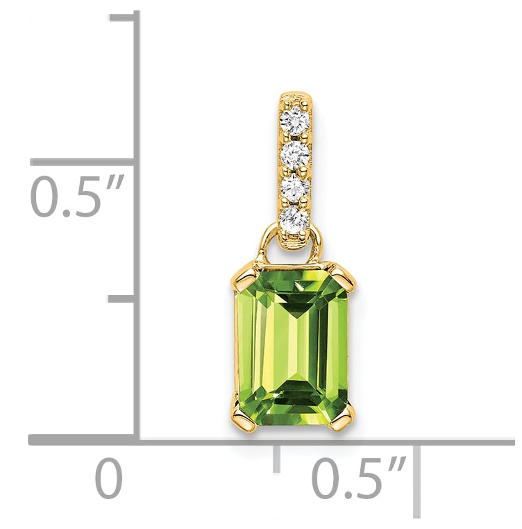 14K Yellow Gold Peridot & Diamond Pendant