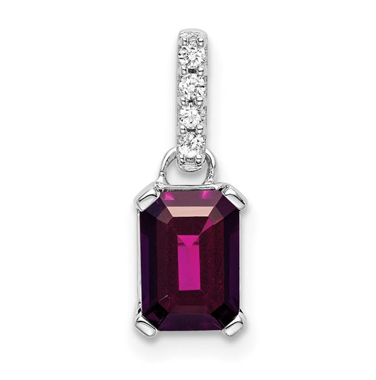 10k White Gold Rhodolite Garnet & Diamond Pendant