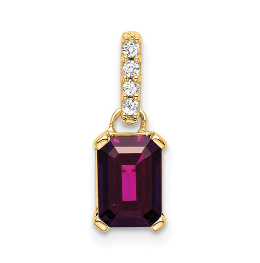 10k Yellow Gold Rhodolite Garnet & Diamond Pendant