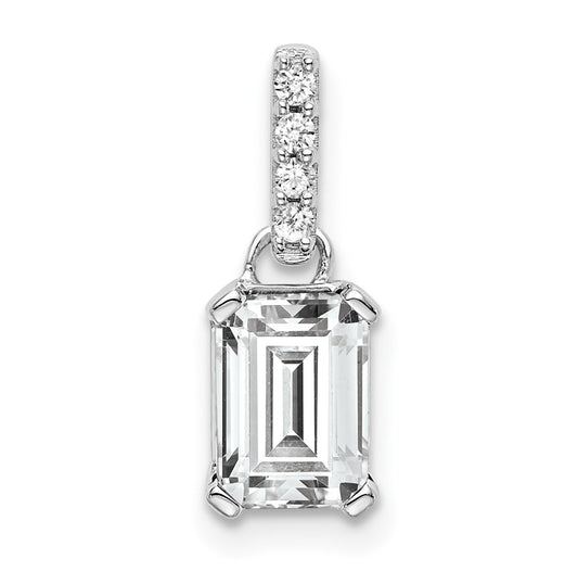 14K White Gold White Topaz & Diamond Pendant