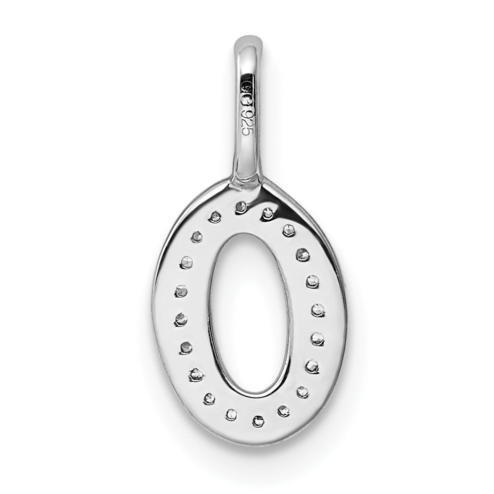 14K White Gold Diamond Number 0 Pendant