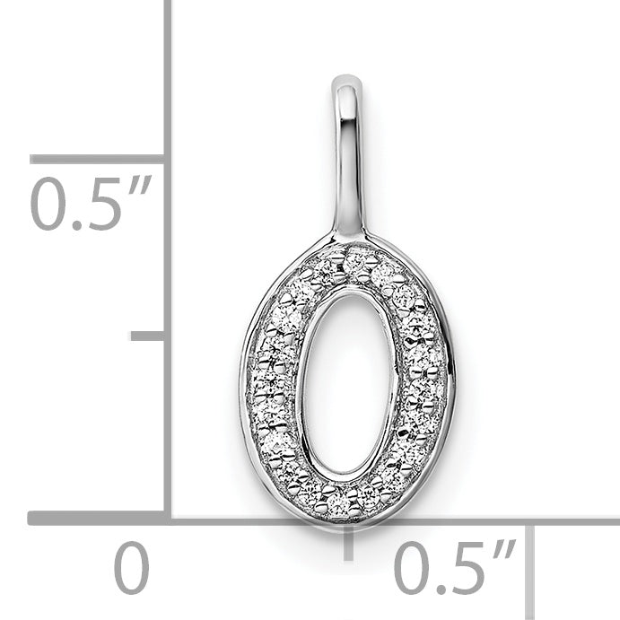 14K White Gold Diamond Number 0 Pendant