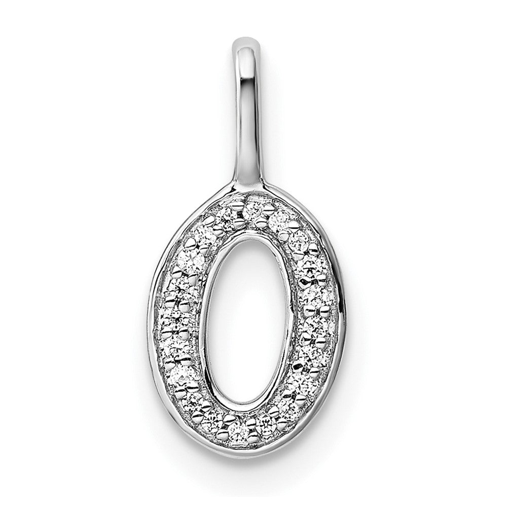 14K White Gold Diamond Number 0 Pendant