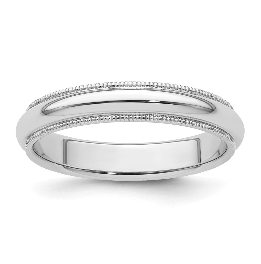 Platinum 4mm Polished Milgrain Comfort-Fit Wedding Band Size 5.5