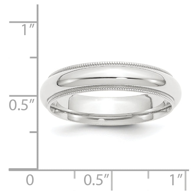 Platinum 5mm Polished Milgrain Comfort-Fit Wedding Band Size 5