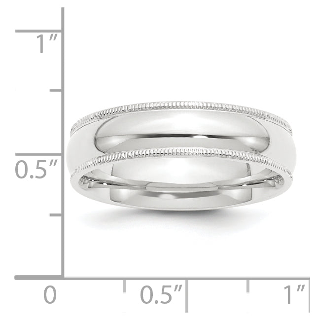 Platinum 6mm Polished Milgrain Comfort-Fit Wedding Band Size 5.5