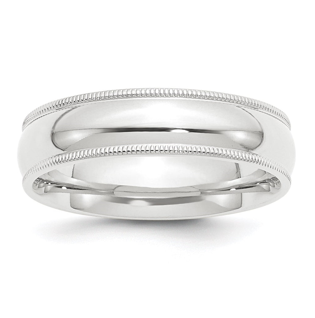 Platinum 6mm Polished Milgrain Comfort-Fit Wedding Band Size 5.5