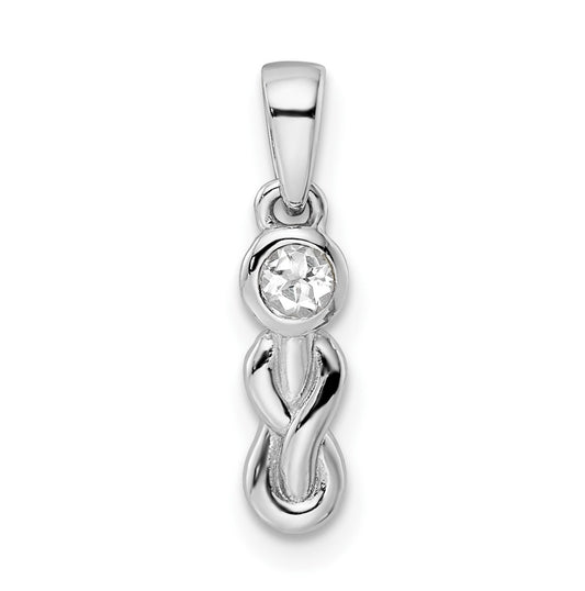 Sterling Silver Rhodium plated White Topaz Infinity Birthstone Pendant