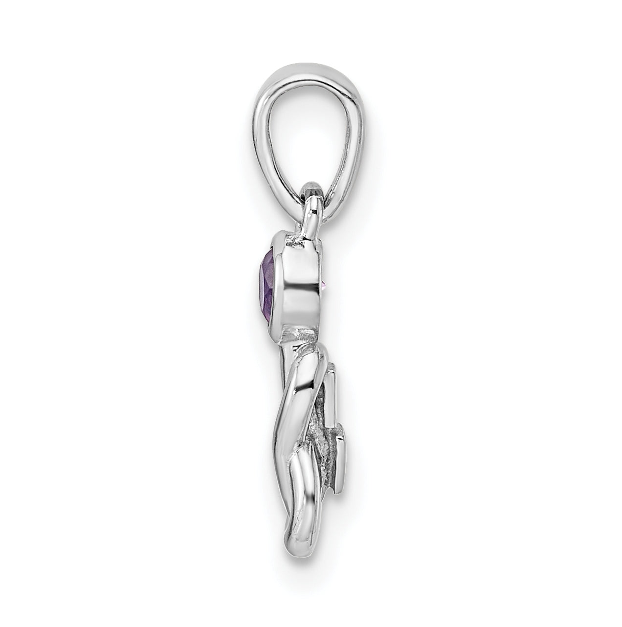 Sterling Silver Rhodium plated Amethyst Infinity Birthstone Pendant