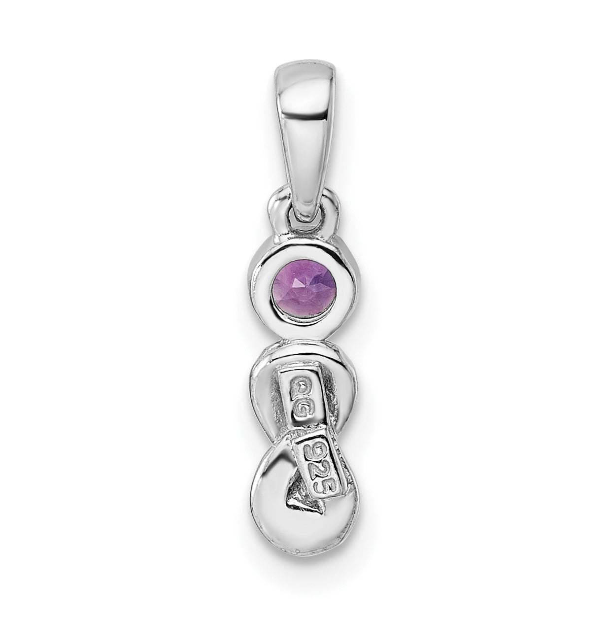 Sterling Silver Rhodium plated Amethyst Infinity Birthstone Pendant