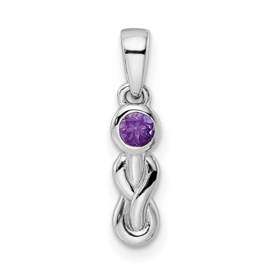 Sterling Silver Rhodium plated Amethyst Infinity Birthstone Pendant