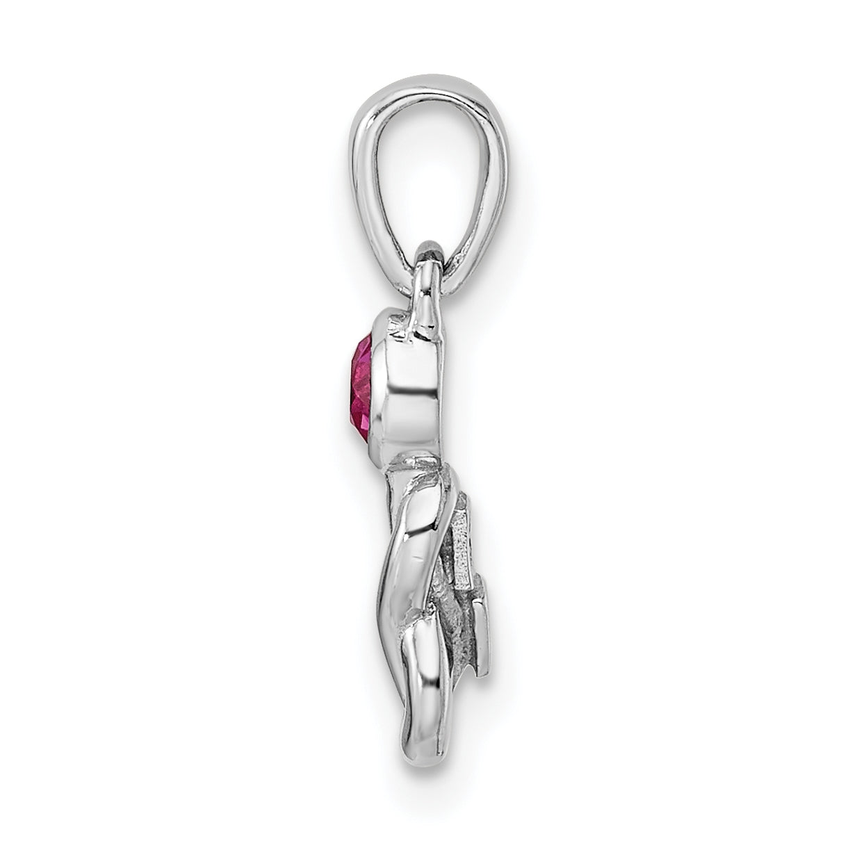 Sterling Silver RH-plated Polished Created Ruby Infinity Birthstone Pendant