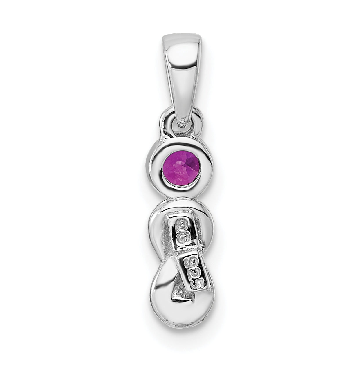 Sterling Silver RH-plated Polished Created Ruby Infinity Birthstone Pendant