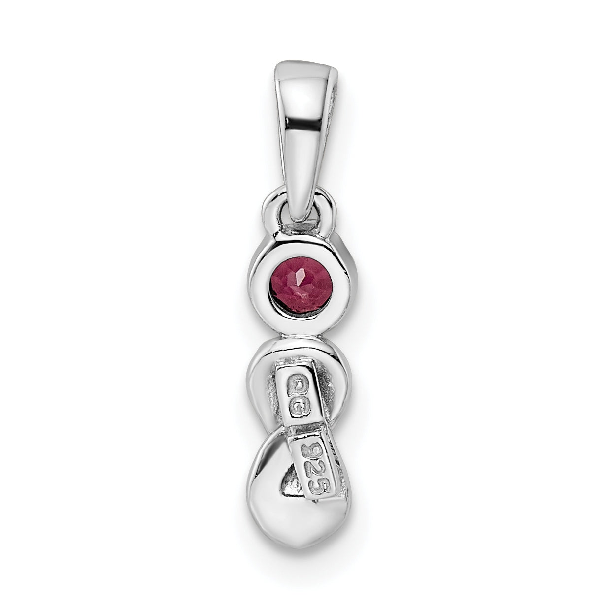 Sterling Silver Rhodium plated Rhodolite Garnet Infinity Birthstone Pendant