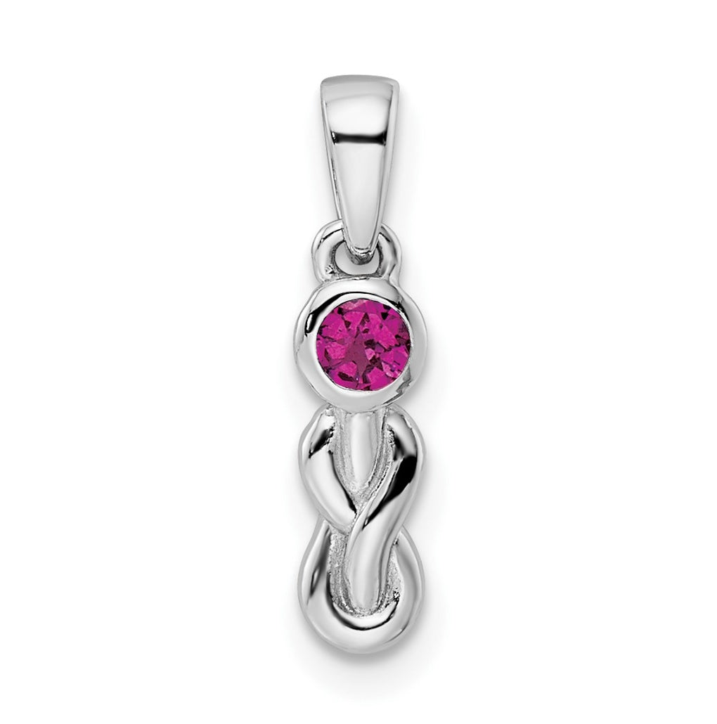 Sterling Silver Rhodium plated Rhodolite Garnet Infinity Birthstone Pendant