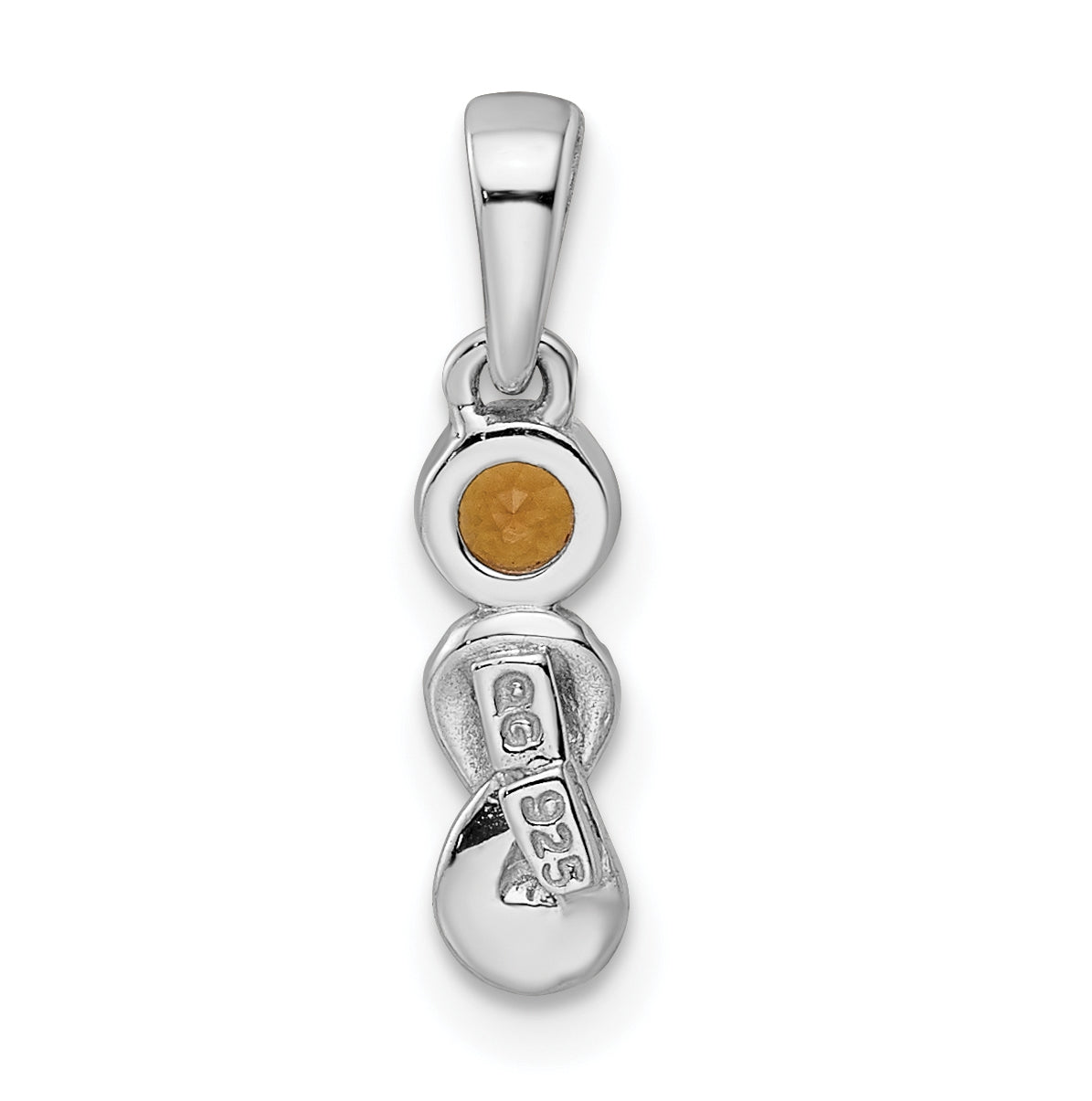 Sterling Silver Rhodium plated Polished Citrine Infinity Birthstone Pendant