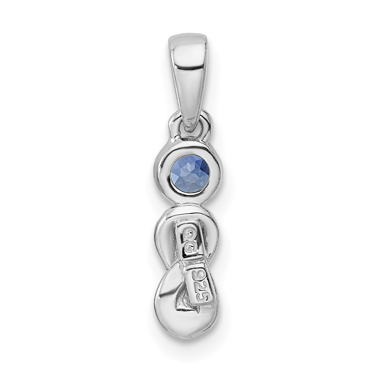 Sterling Silver Rhodium plated CR Sapphire Infinity Birthstone Pendant