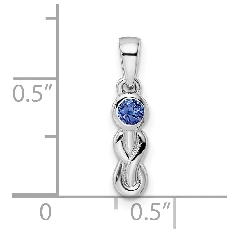 Sterling Silver Rhodium plated CR Sapphire Infinity Birthstone Pendant