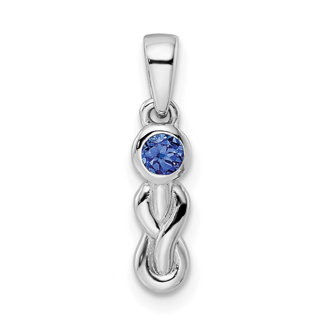 Sterling Silver Rhodium plated CR Sapphire Infinity Birthstone Pendant