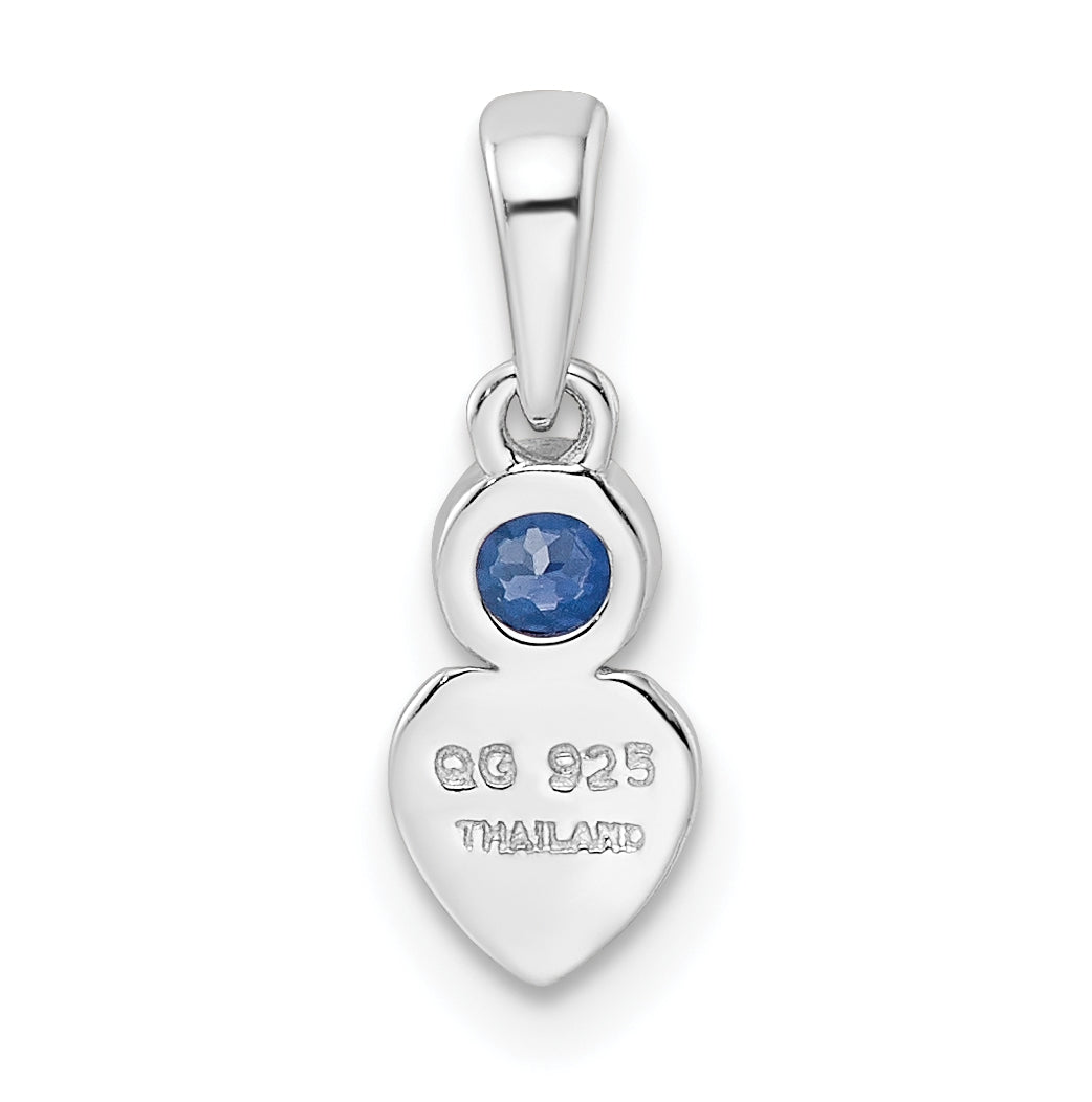 Sterling Silver Rhodium plated Lab Created Sapphire Heart Pendant