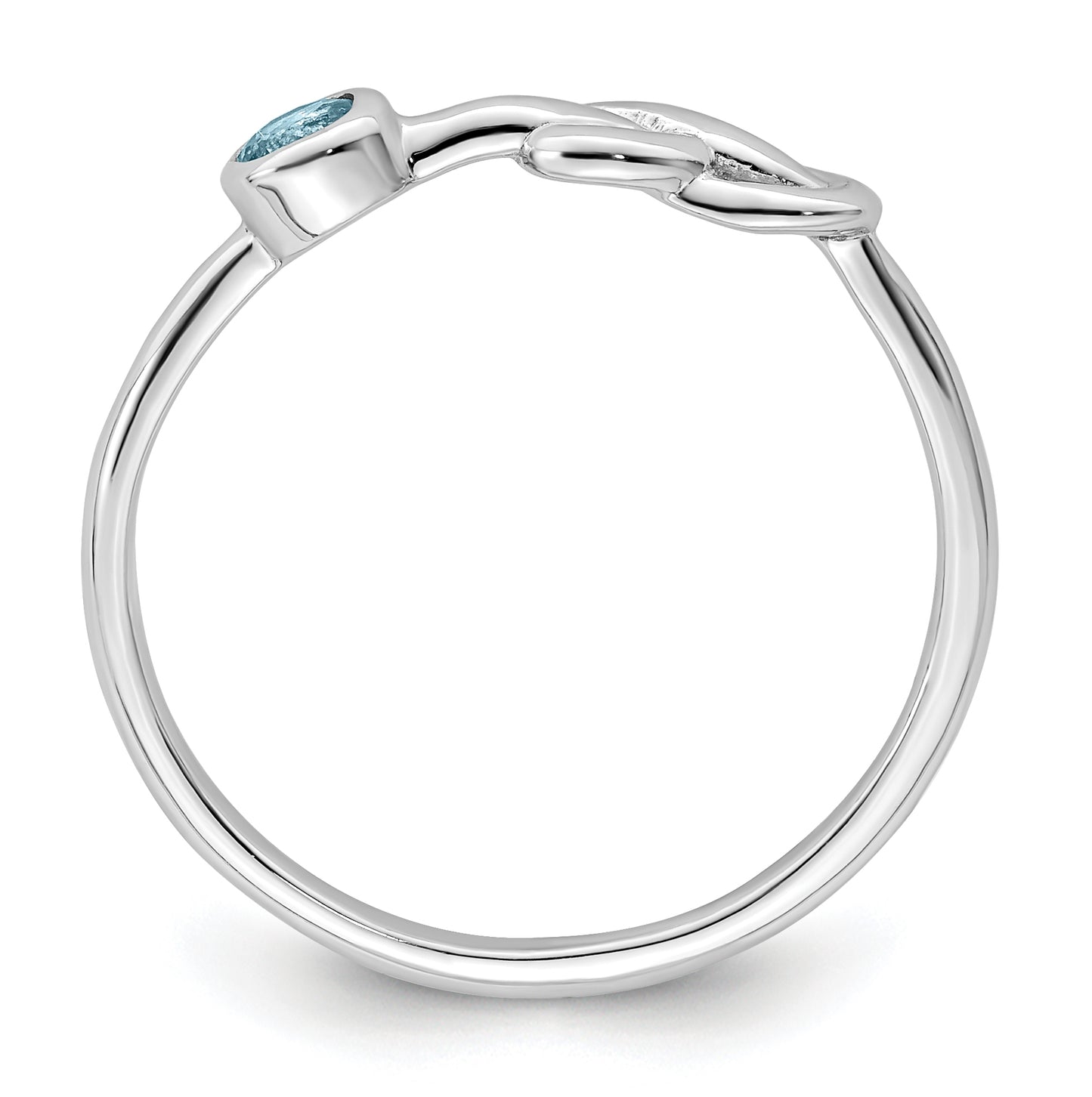 Sterling Silver Rhodium plated Polished Infinity LS Blue Topaz Ring, Size 6