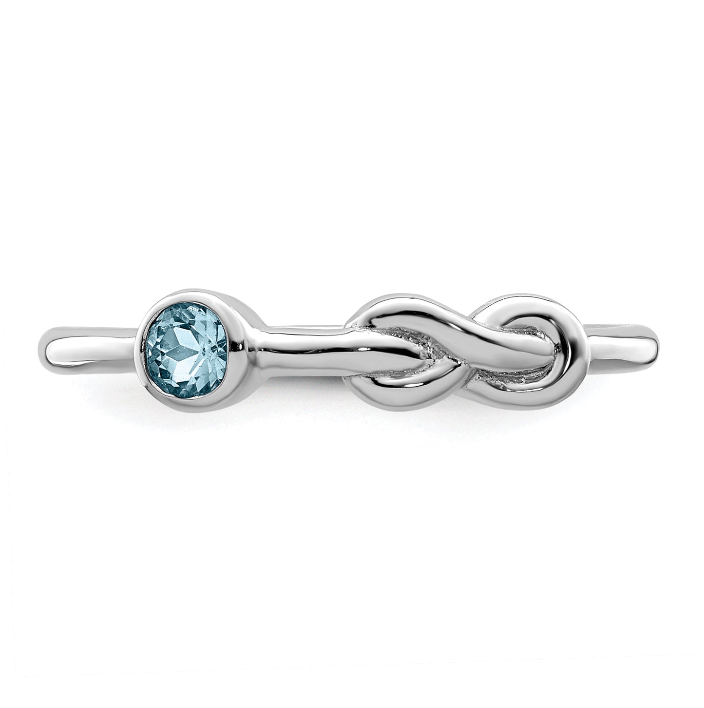 Sterling Silver Rhodium plated Polished Infinity LS Blue Topaz Ring, Size 6