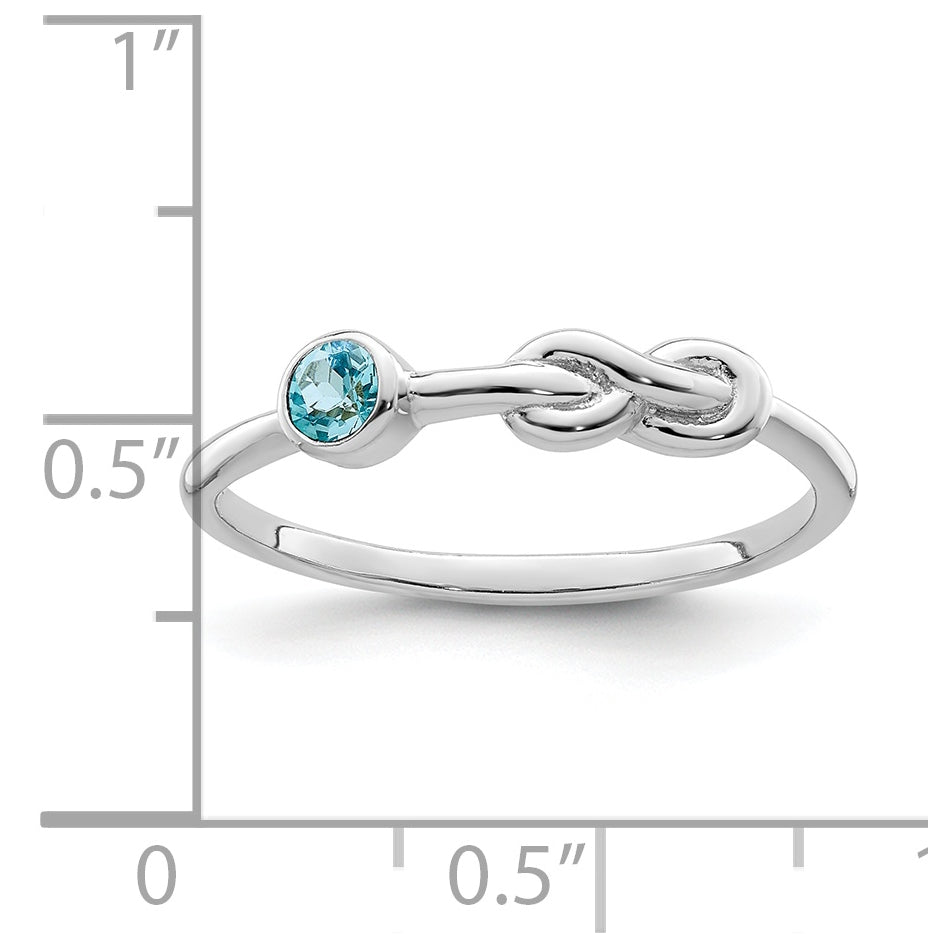 Sterling Silver Rhodium plated Polished Infinity LS Blue Topaz Ring, Size 6