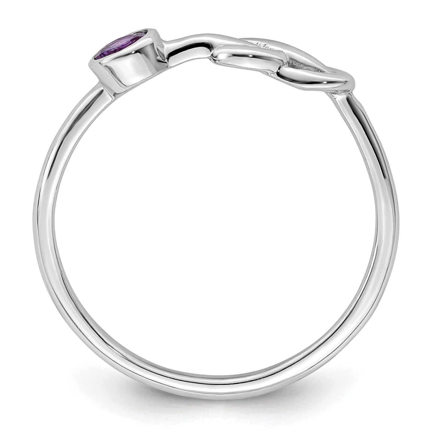 Sterling Silver Rhodium plated Polished Infinity Amethyst Ring, Size 8