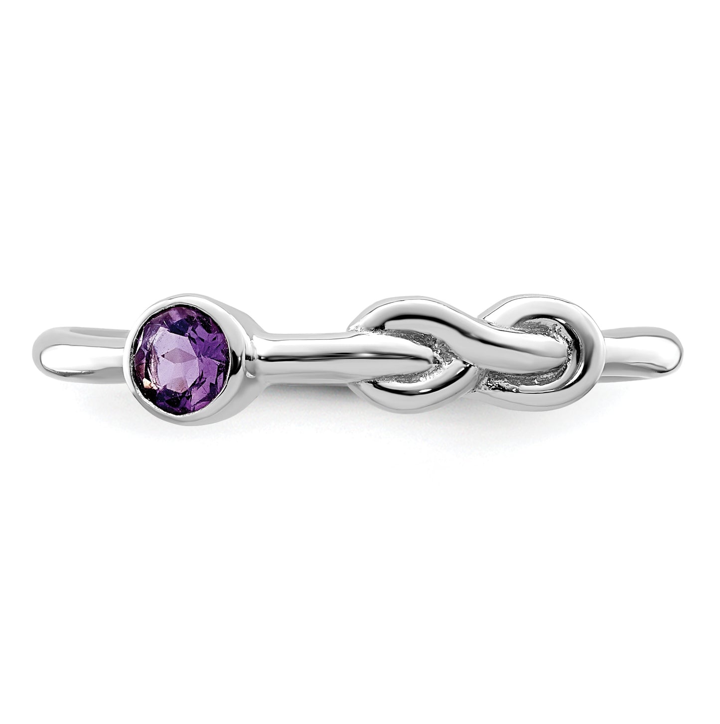 Sterling Silver Rhodium plated Polished Infinity Amethyst Ring, Size 8