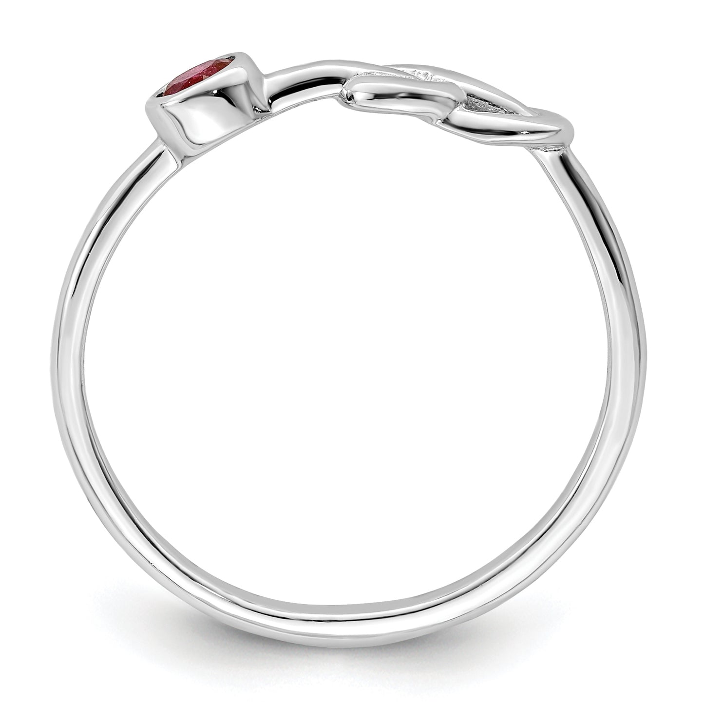 Sterling Silver Rhodium plated Polished Infinity Lab Created Ruby Ring, Size 8