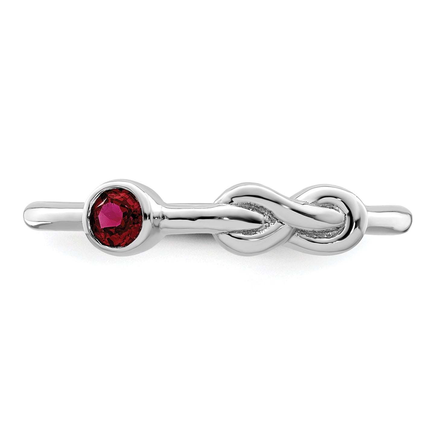 Sterling Silver Rhodium plated Polished Infinity Lab Created Ruby Ring, Size 8