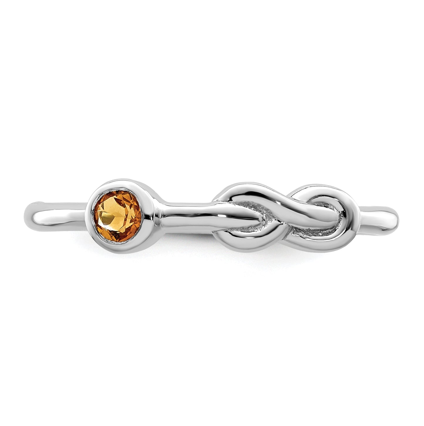 Sterling Silver Rhodium plated Polished Infinity Citrine Ring, Size 7