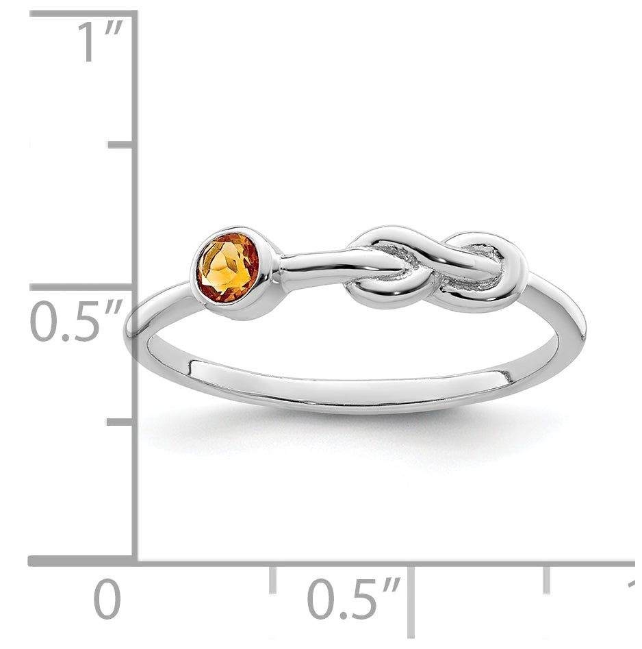 Sterling Silver Rhodium plated Polished Infinity Citrine Ring, Size 7