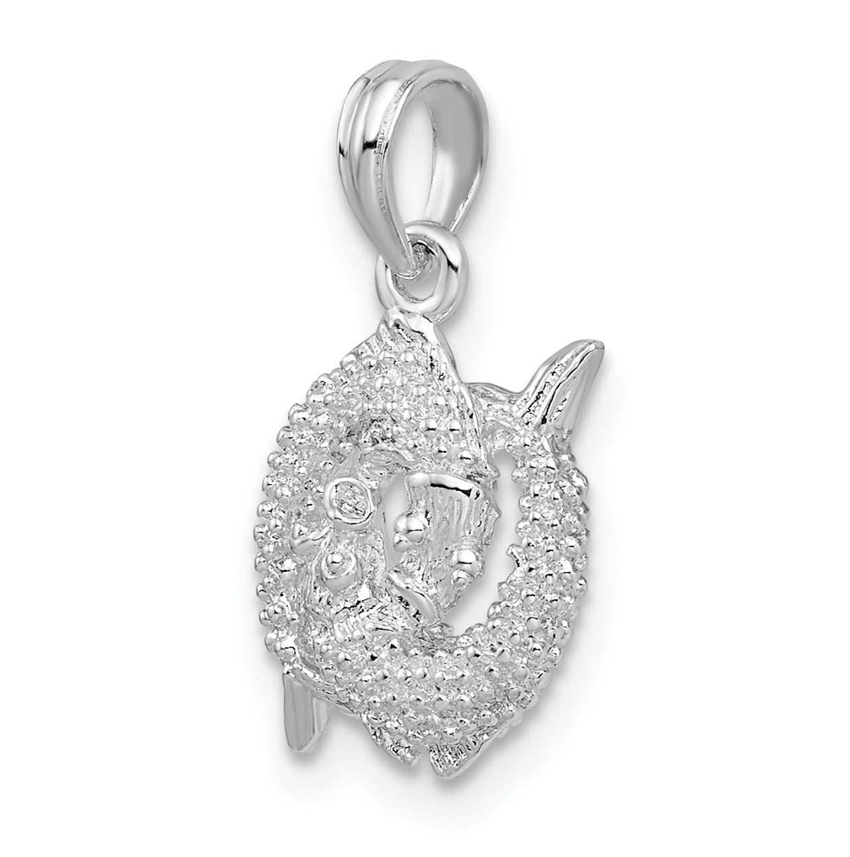 De-Ani Sterling Silver Rhodium plated Polished 3D Pisces Zodiac Pendant