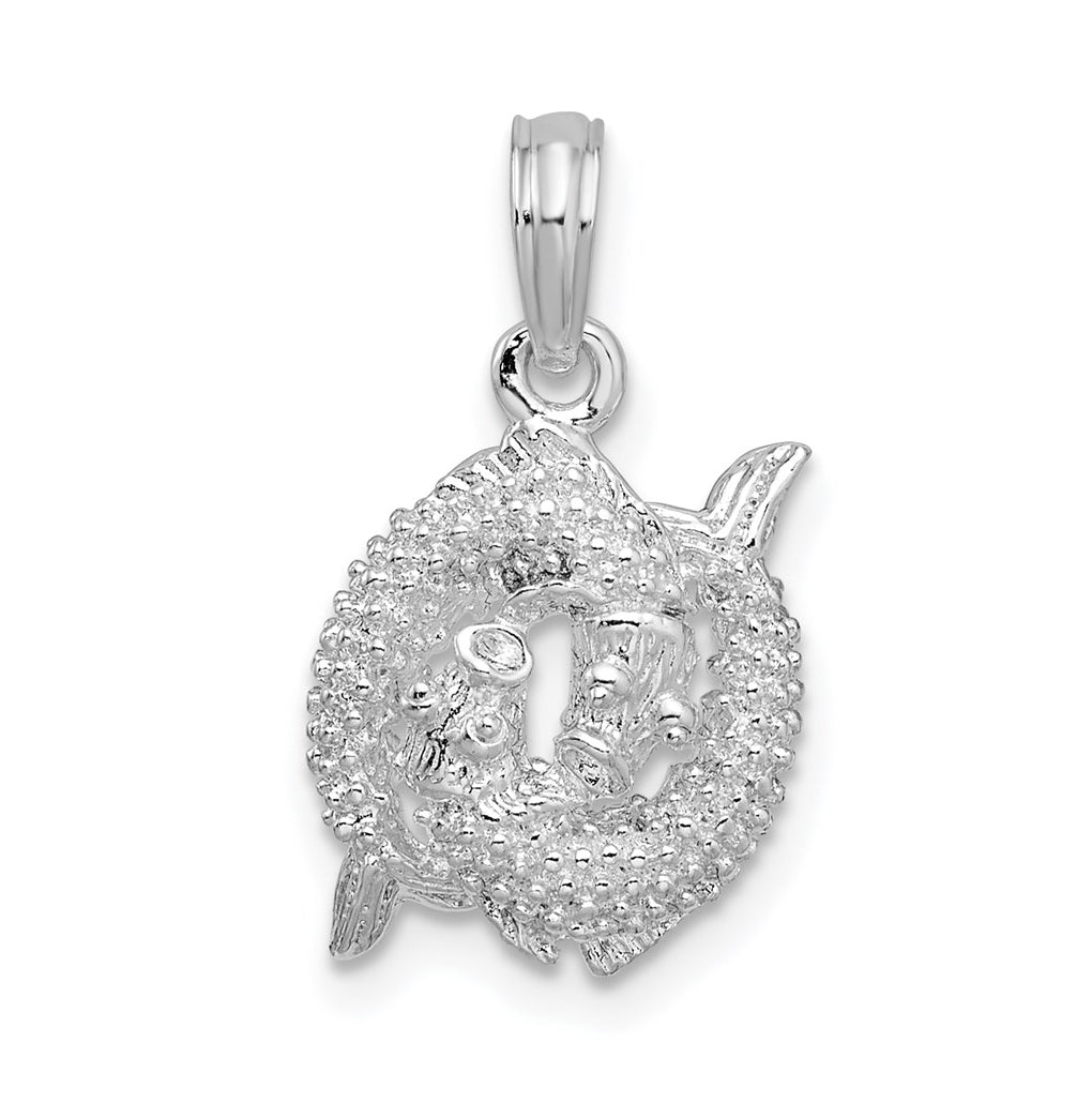 De-Ani Sterling Silver Rhodium plated Polished 3D Pisces Zodiac Pendant