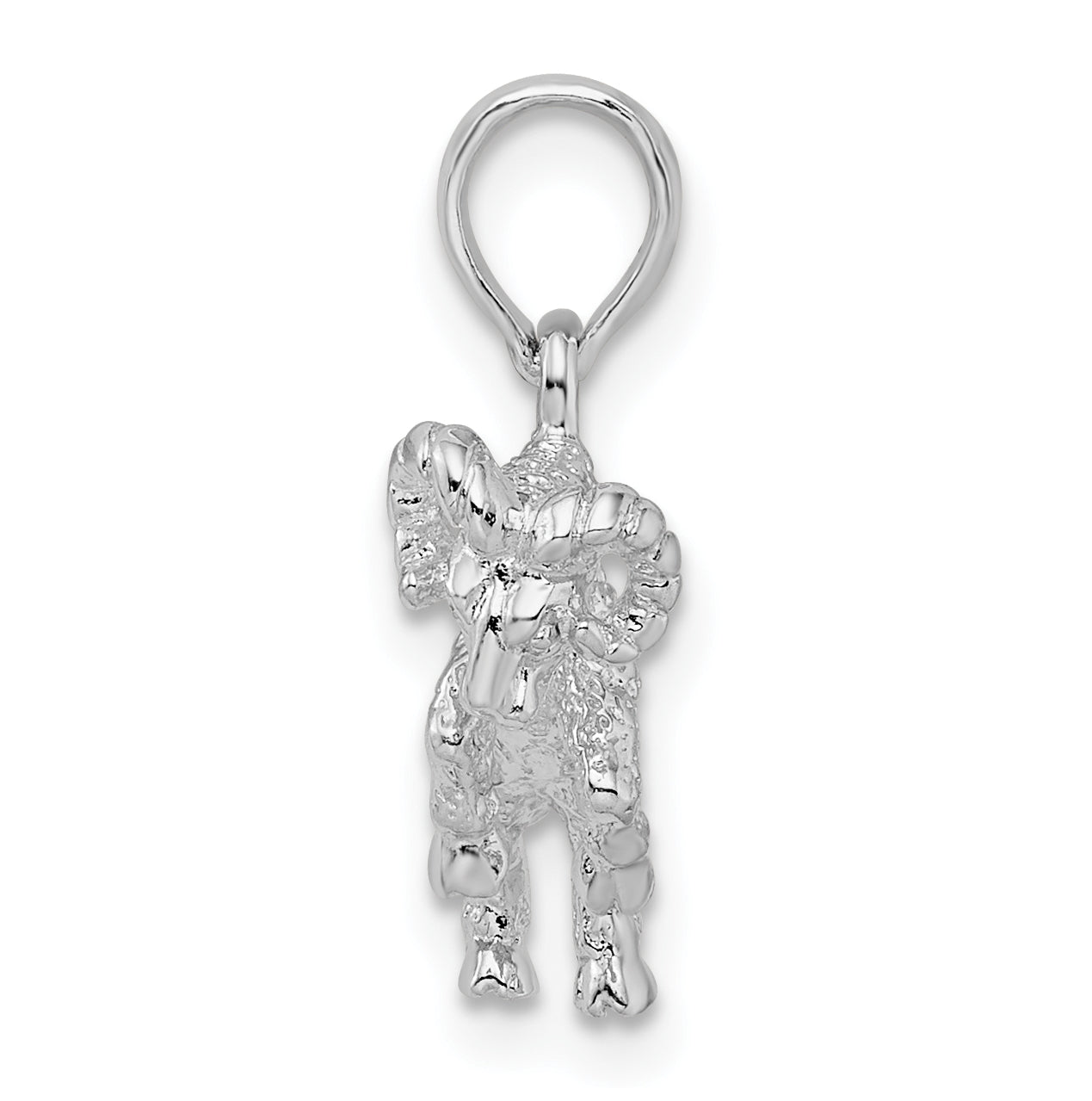 De-Ani Sterling Silver Rhodium plated Polished 3D Aries Zodiac Pendant