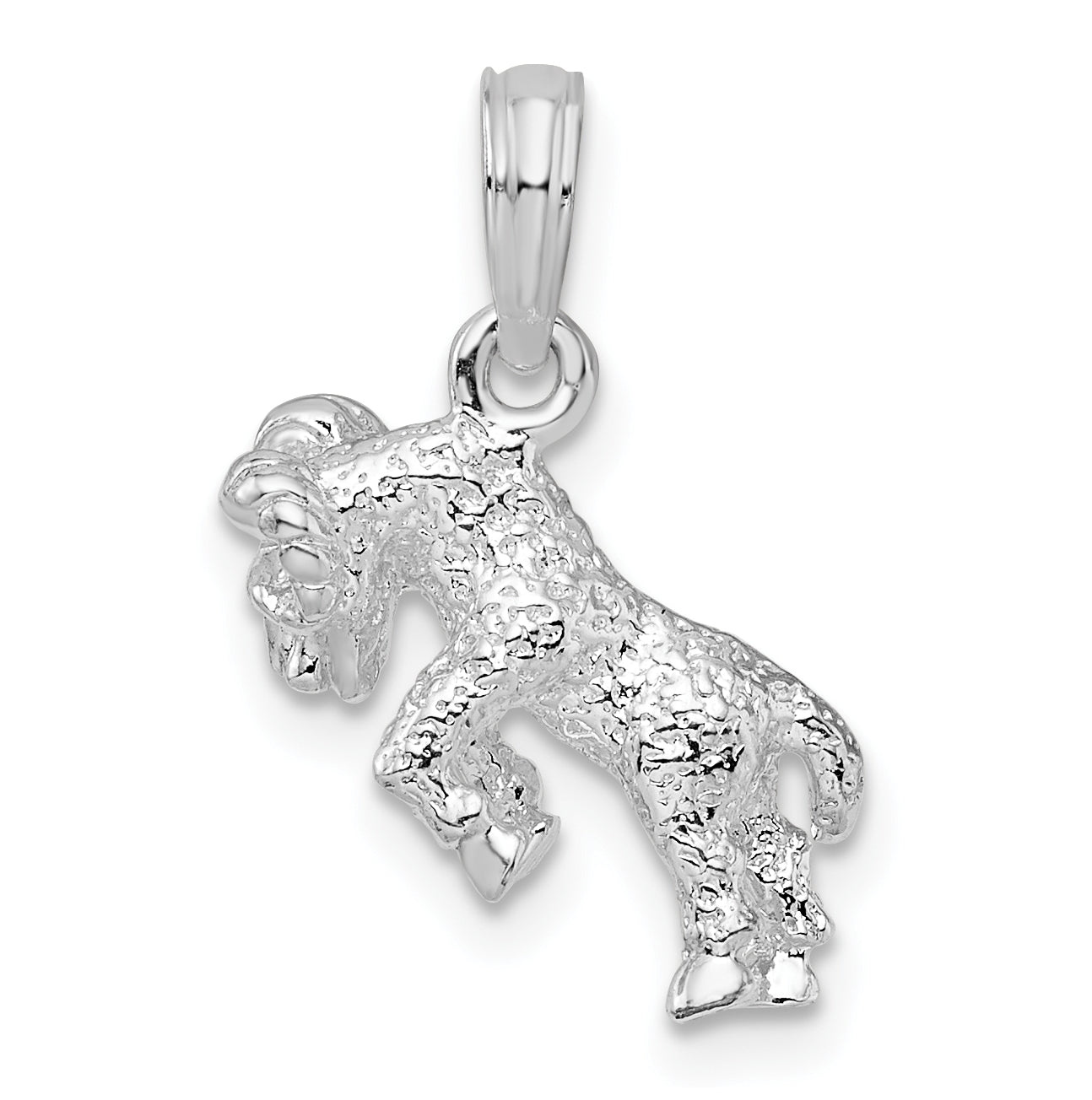 De-Ani Sterling Silver Rhodium plated Polished 3D Aries Zodiac Pendant